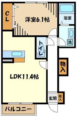 E-フォレスト(1LDK/1階)の間取り写真