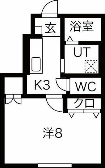チュテレール(1K/1階)の間取り写真