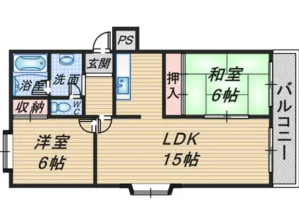 シャンボールメゾン曽根(2LDK/3階)の間取り写真