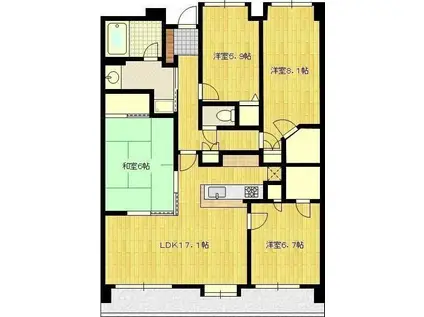 エバーライフ佐賀城内(4LDK/8階)の間取り写真