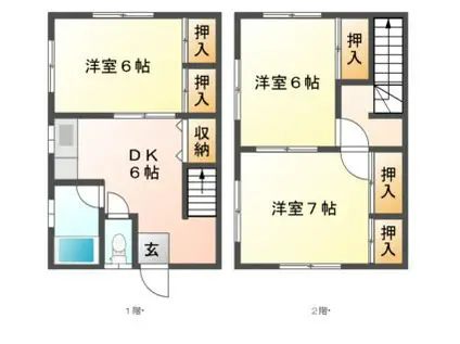 石橋アパート(3DK/1階)の間取り写真