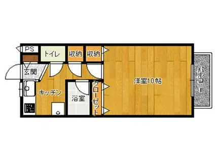 ヴィラ富田C(1K/1階)の間取り写真