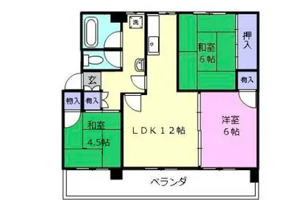 プレジデント津新町(3LDK/4階)の間取り写真