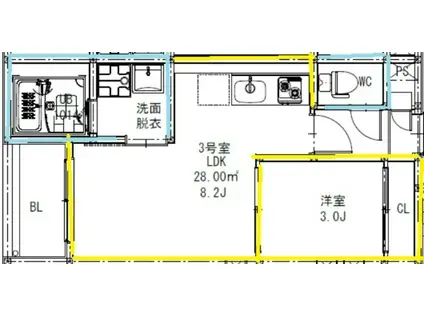 R-SMART祥楽(1LDK/3階)の間取り写真