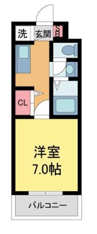 アッシュ宝塚(1K/1階)の間取り写真