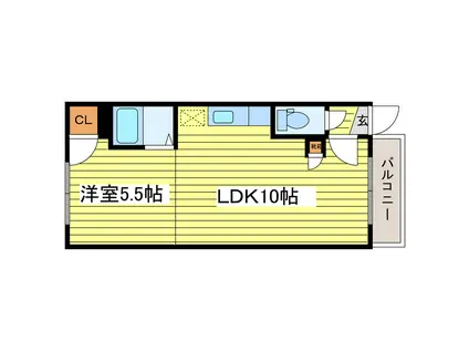 カサデューク白石(1LDK/2階)の間取り写真