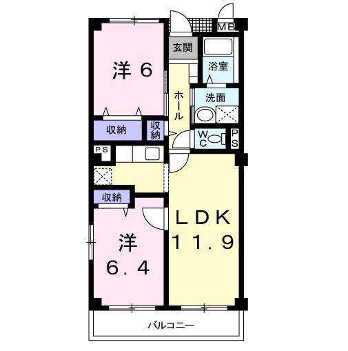 マウントリヴァ2001(2LDK/2階)の間取り写真