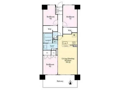 シーズンプレイスA棟(3LDK/5階)の間取り写真