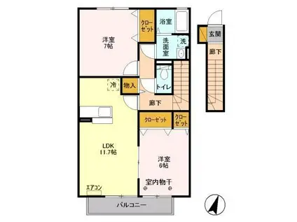 ノールメゾンⅡ(2LDK/2階)の間取り写真