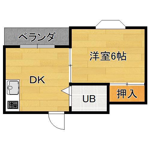 ユニ長吉ビル(1DK/2階)の間取り写真