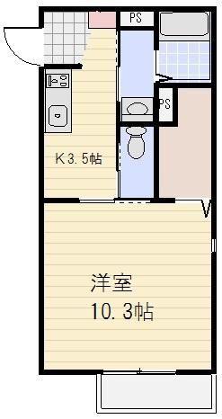 リジョイス(1K/2階)の間取り写真