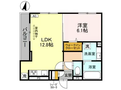 トリシア武庫川(1LDK/2階)の間取り写真