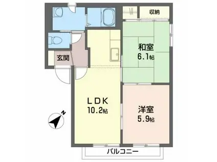 グランドールタモリA(2LDK/2階)の間取り写真