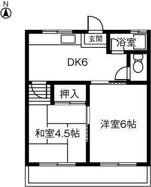 城北ハイツ(2DK/2階)の間取り写真