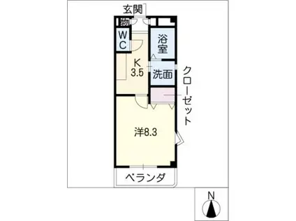 エクセルメゾン 諸ノ木(1K/2階)の間取り写真