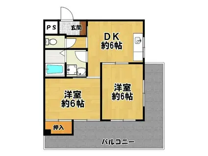 M・QUARTET(2DK/4階)の間取り写真