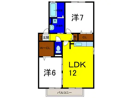 プラザ・シャルム B棟(2LDK/1階)の間取り写真