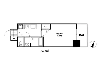 シオン コウベ ウエスト(1K/6階)の間取り写真