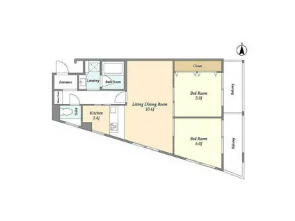 GRANDUO三軒茶屋IV(2LDK/3階)の間取り写真