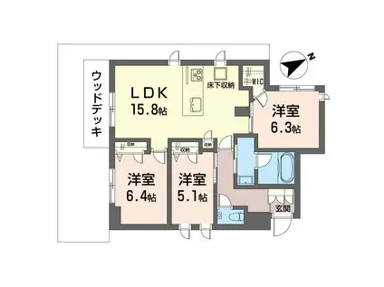 グランセレーノ 大井仙台坂(3LDK/1階)の間取り写真