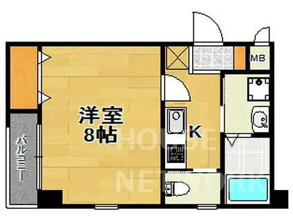 ノーブル百万遍(1K/2階)の間取り写真