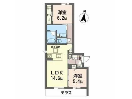 シャーメゾン バードヒルズ(2LDK/1階)の間取り写真
