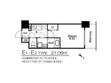 エスリード福島グレイス(1K/8階)の間取り写真