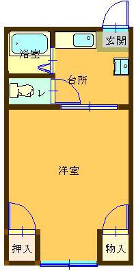 ファミール澤田 B棟(1K/1階)の間取り写真
