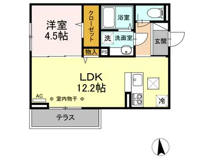 フォーチューン(1LDK/1階)の間取り写真