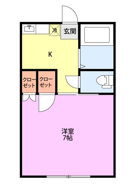 ミドルロード(1K/2階)の間取り写真