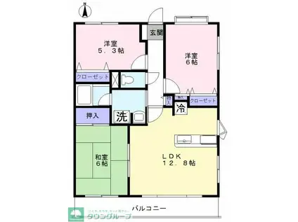 ビューフレア片町(3LDK/5階)の間取り写真