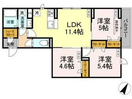 セレスティア白鷺II(3LDK/2階)の間取り写真