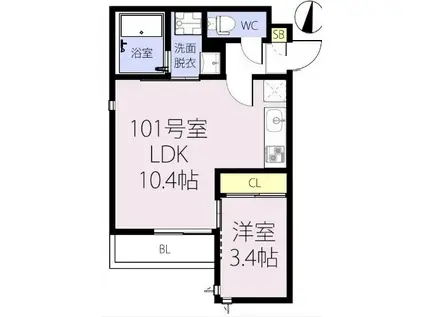 GRANDTIC 蓮田(1LDK/1階)の間取り写真