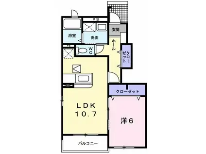 ジェルメ・フィオーレ I(1LDK/1階)の間取り写真