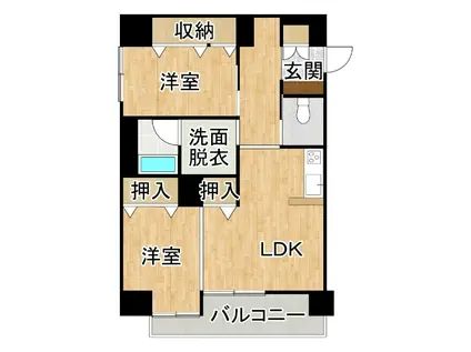 型有料老人ホームすずらん(2DK/4階)の間取り写真