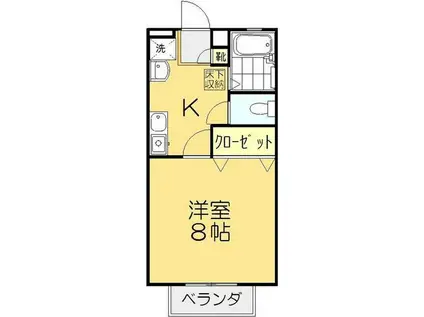 ダンディライオン西市 A棟(1K/1階)の間取り写真