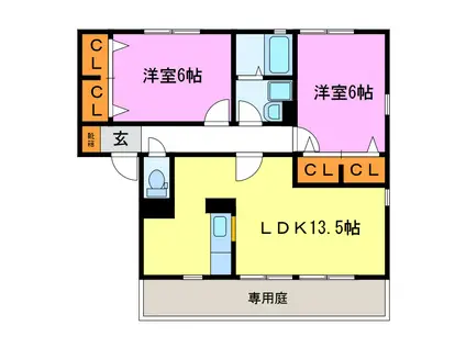 ドリームスクエア(2LDK/1階)の間取り写真