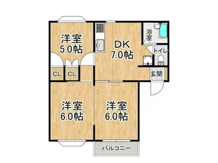 YTパルデメール(3DK/1階)の間取り写真