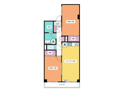 錦伊藤マンション(2LDK/2階)の間取り写真