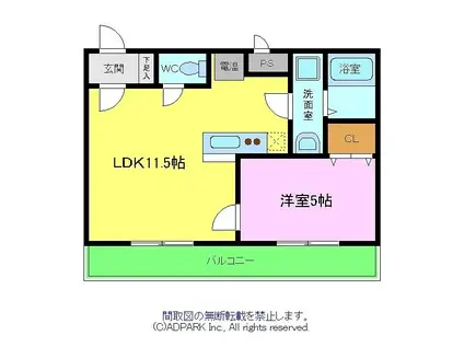 GROW GOLD(1LDK/3階)の間取り写真