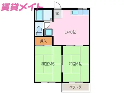 コーポ別名(2DK/1階)の間取り写真