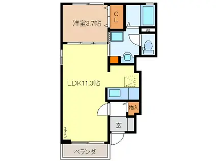 プロムナード 脊振(1LDK/1階)の間取り写真