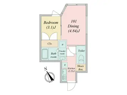 GRANDE HOUSE 梅島(1DK/1階)の間取り写真