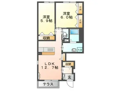 ハイムガーデンIII(2LDK/1階)の間取り写真