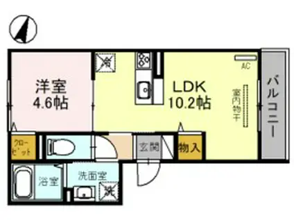 クレシアIII(1LDK/2階)の間取り写真