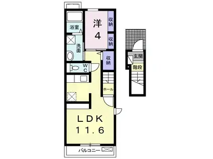 ララ・クメール(1LDK/2階)の間取り写真
