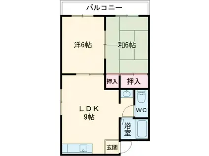 ルミエール一吉II(2DK/2階)の間取り写真