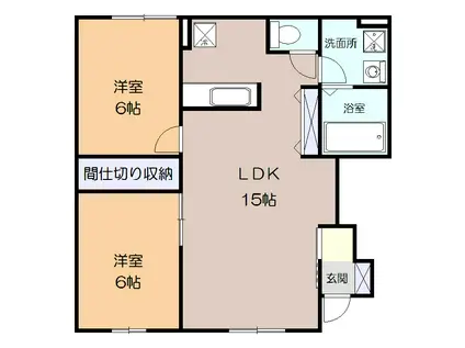 リュミエール・ソレールA(2LDK/1階)の間取り写真
