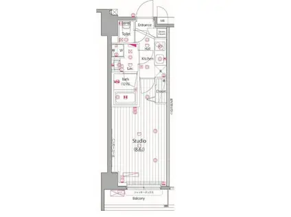 ガーラ・ヒルズ赤坂(1K/1階)の間取り写真