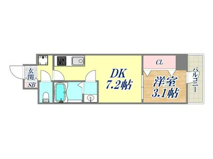 アドバンス神戸レイソレ(1DK/4階)の間取り写真